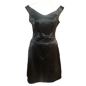 Ineptie Paris Satin‎ Dress Womens Small Vintage Black Sleeveless LBD Back Zip